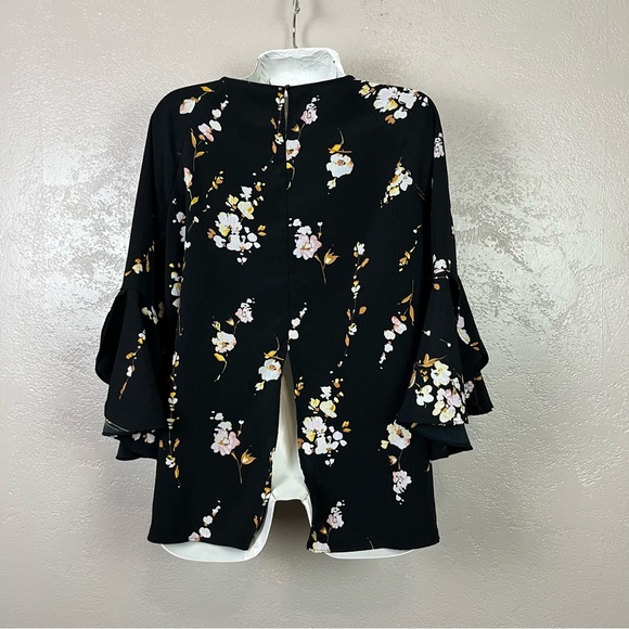5 for $30 Lauren Conrad Floral Top Blouse Bell Sleeves Boho Hilow Hem Diez XL - Picture 5 of 16